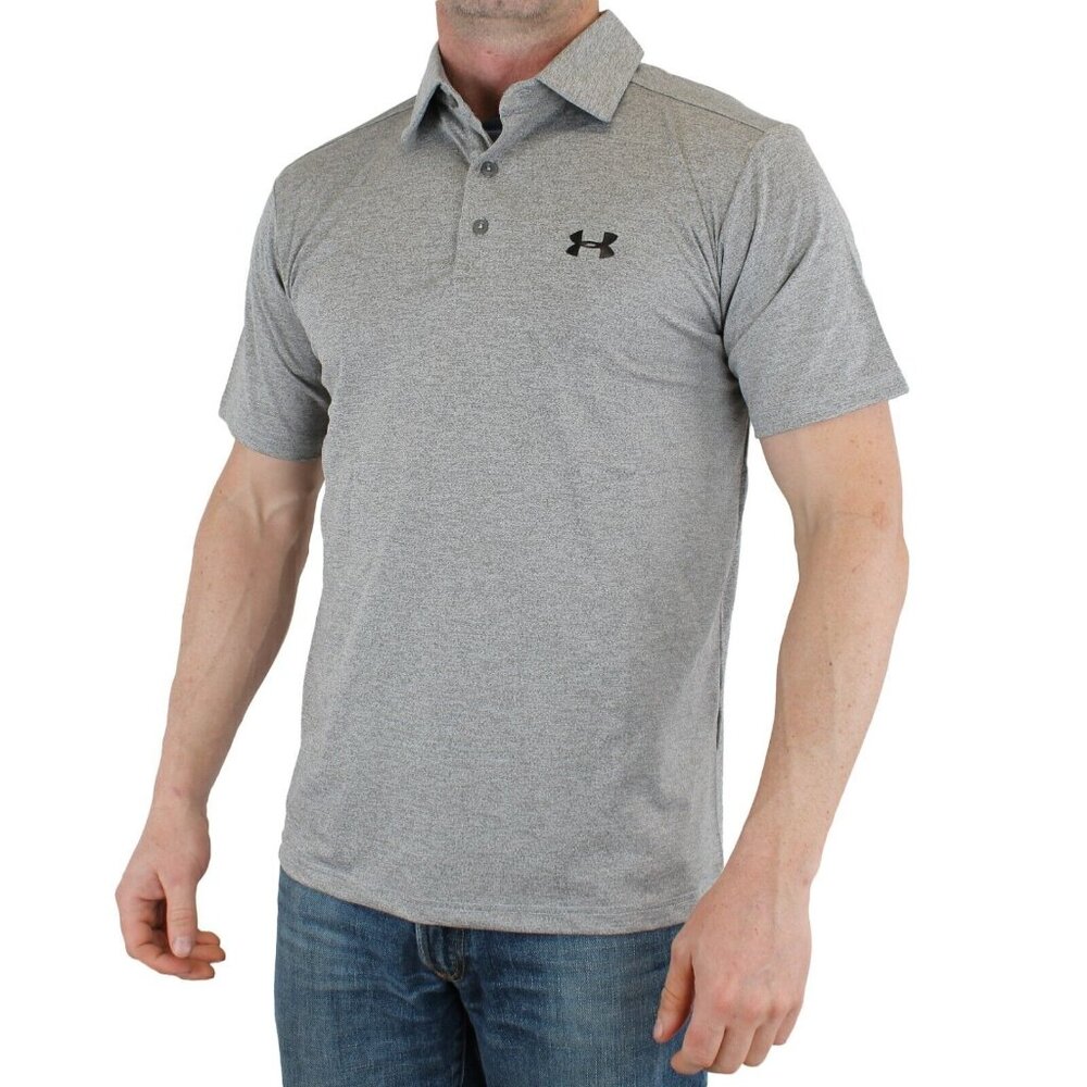 Under Armour Mens Grey Polo Shirt UPF 40 Loose Fit Performance SM